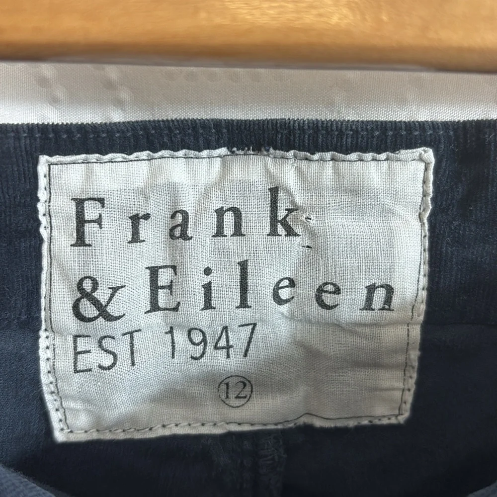 Frank & Eileen Kinsale Raw Hem Corduroy Pants Navy Blue size 12 - Picture 6 of 13